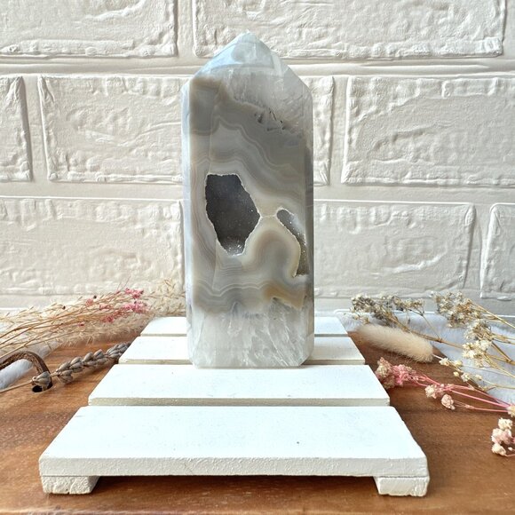 Gorgeous Agate Tower with Druzy | Agate Polished Point - Picture 7 of 7